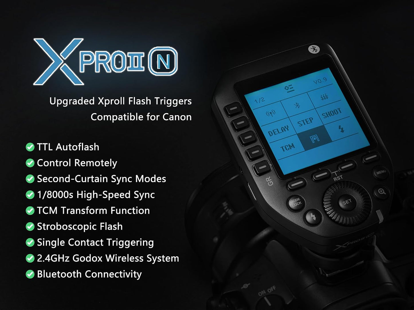 Disparador flash inalámbrico TTL 2.4G para Nikon con Bluetooth
