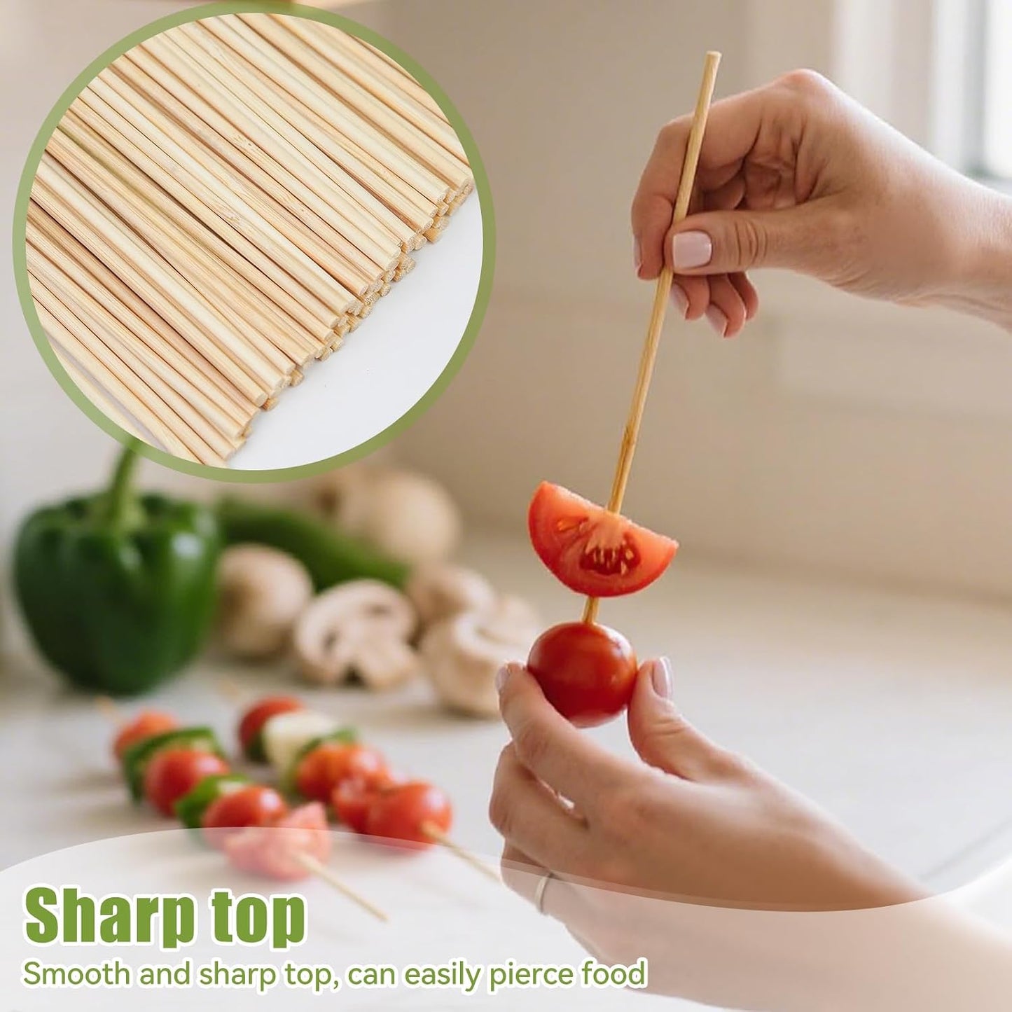 200 Pinchos Bambú 10pulg para Barbacoa Kabob Fiesta