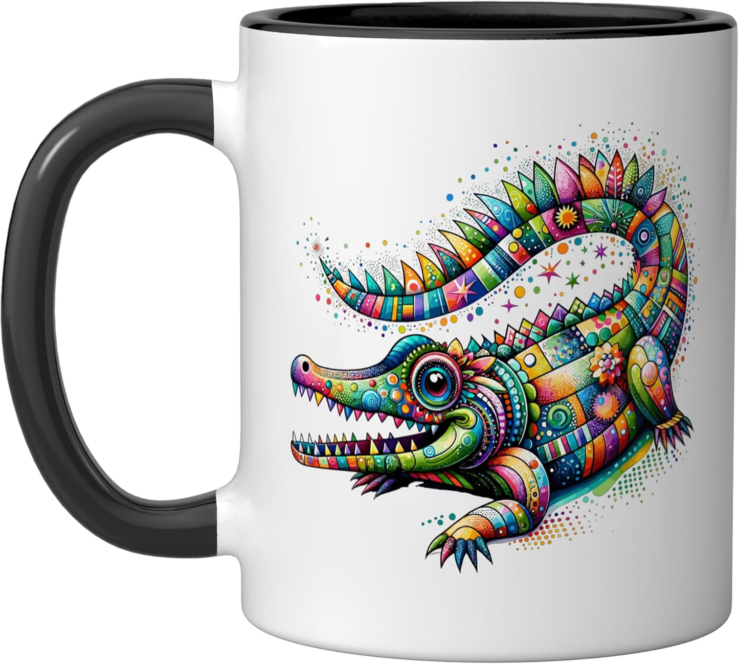 Taza cerámica de cocodrilo colorida Hobicore estilo negro/blanco
