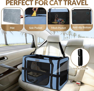 Transportador gatos 26x17x17pulg caja arena plegable