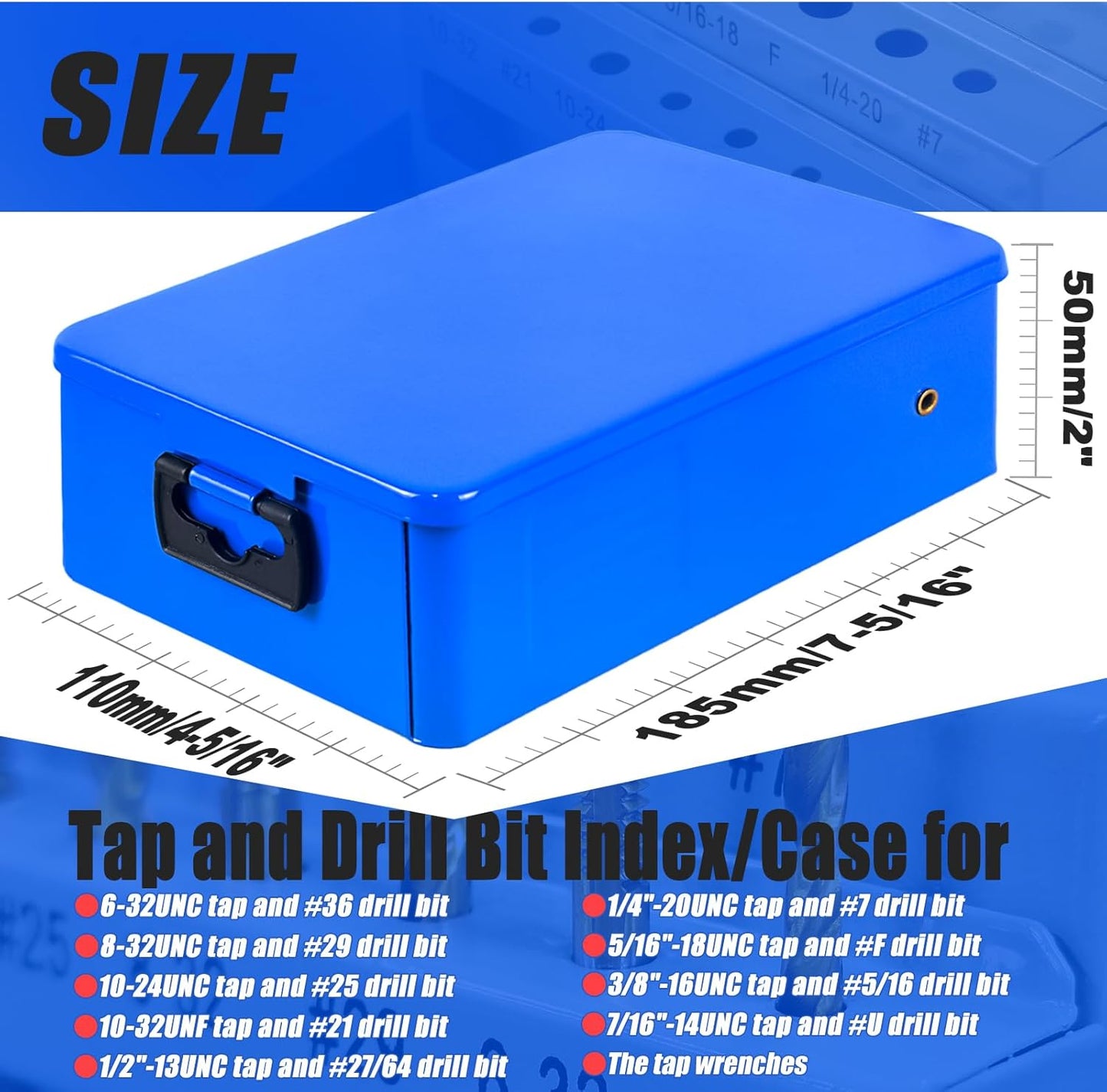 Caja indice brocas metal vacia 9 tamanos