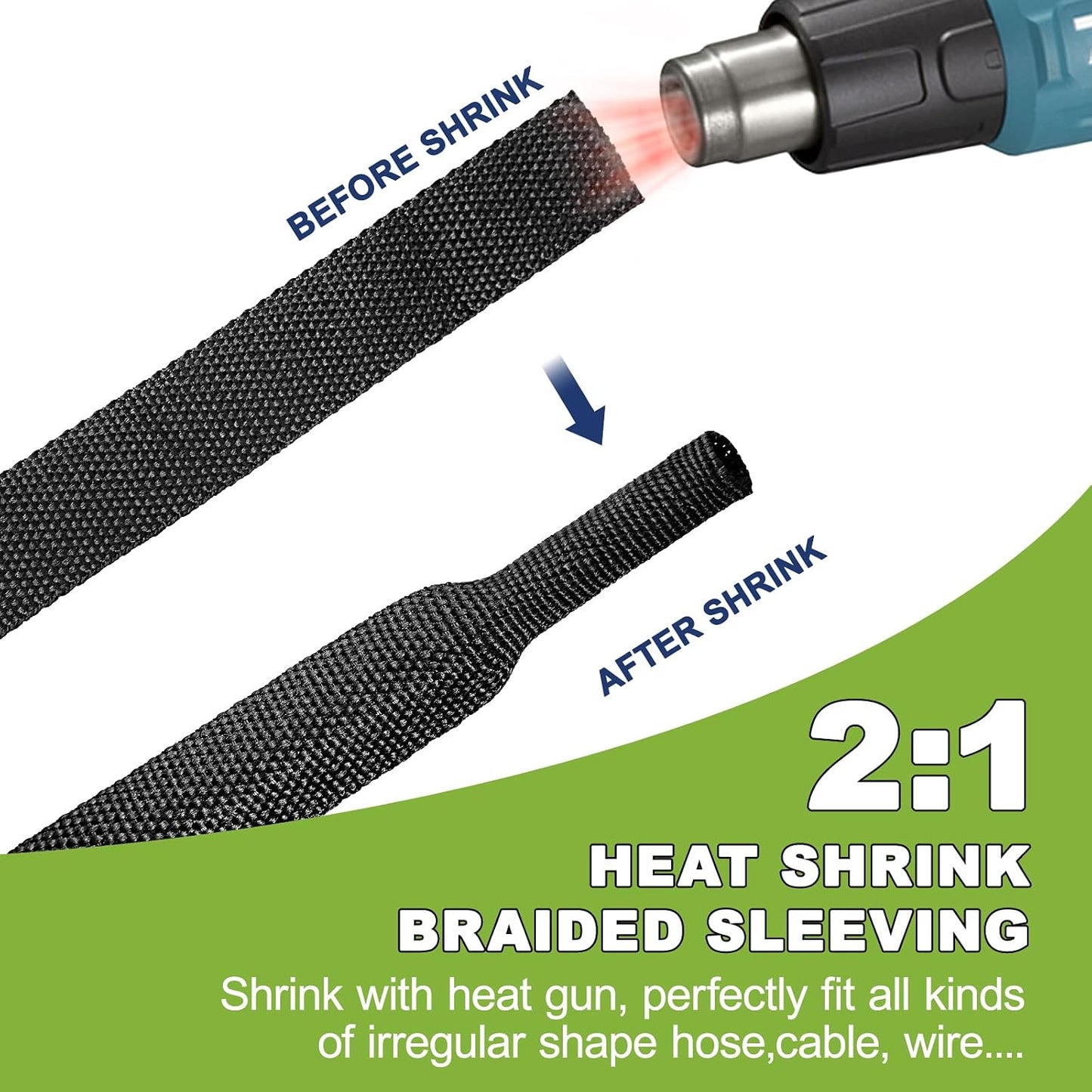 Fundas cable termorretráctil 2:1 para automotriz 1-1/8 a 15pies