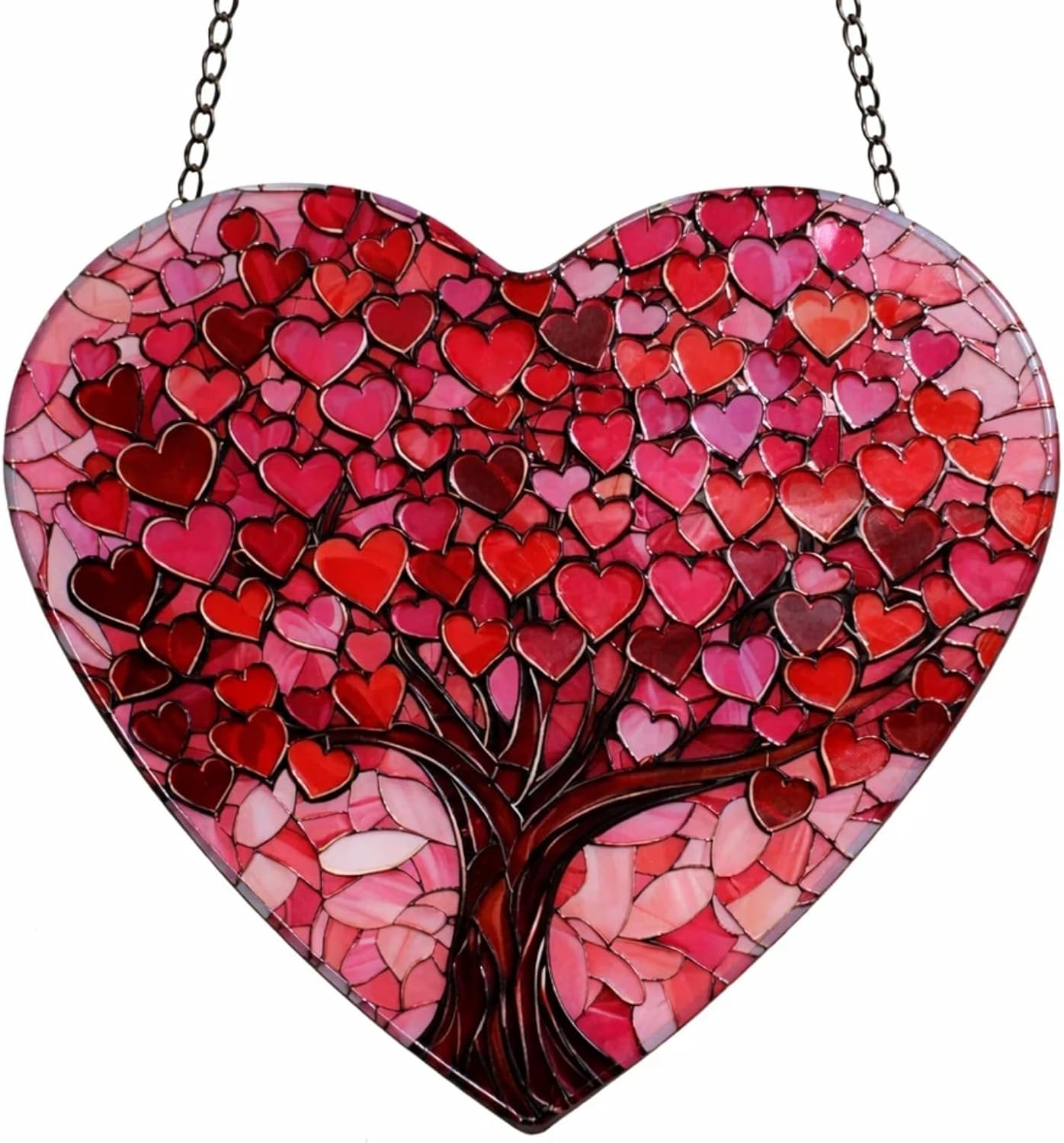 Cristal corazón rosa para decoración colgante ventana