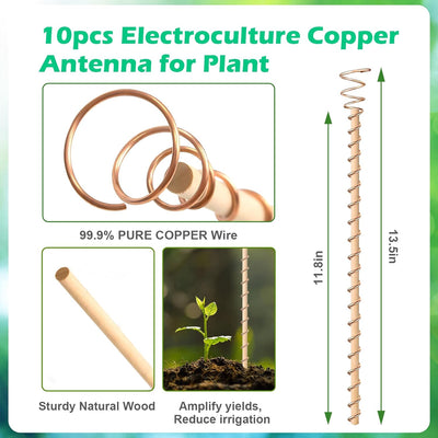 10 Estacas Cobre 13.5pulg Kit Anillos Tensores Jardín