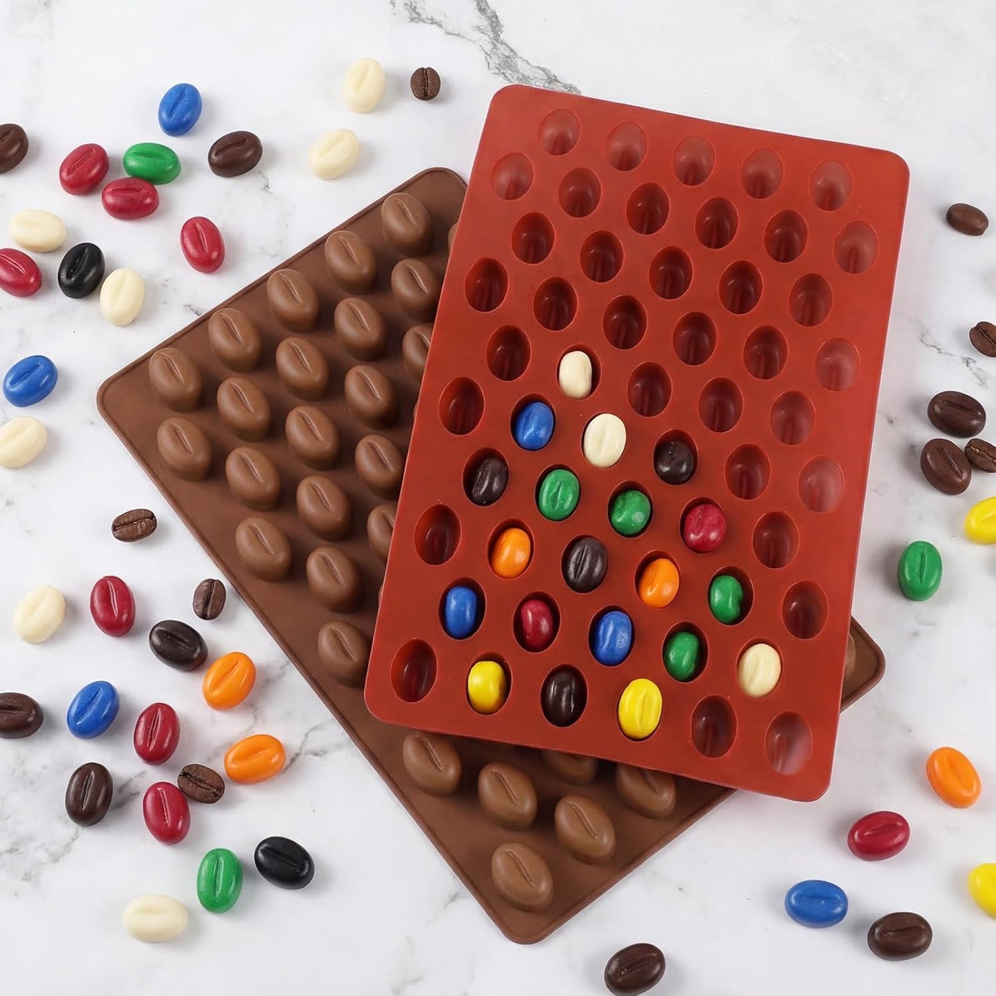 Moldes de silicona para granos de café grado alimenticio, 55 cavidades