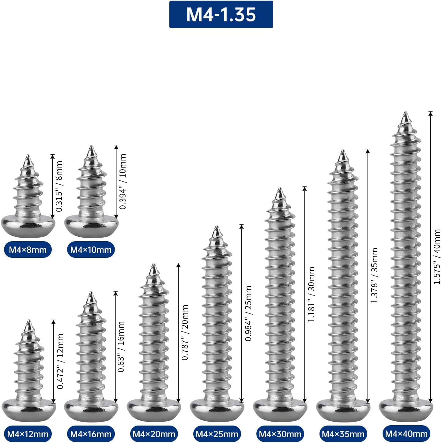 Tornillos autorroscantes Torx M4 acero inox 100uds