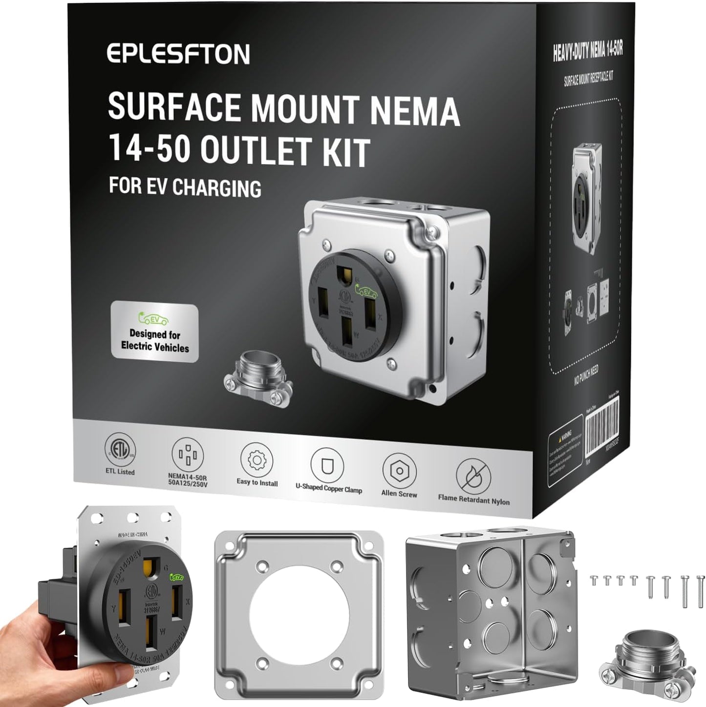 Salida EV Nema 14-50 50A 125/250V negro grado industrial