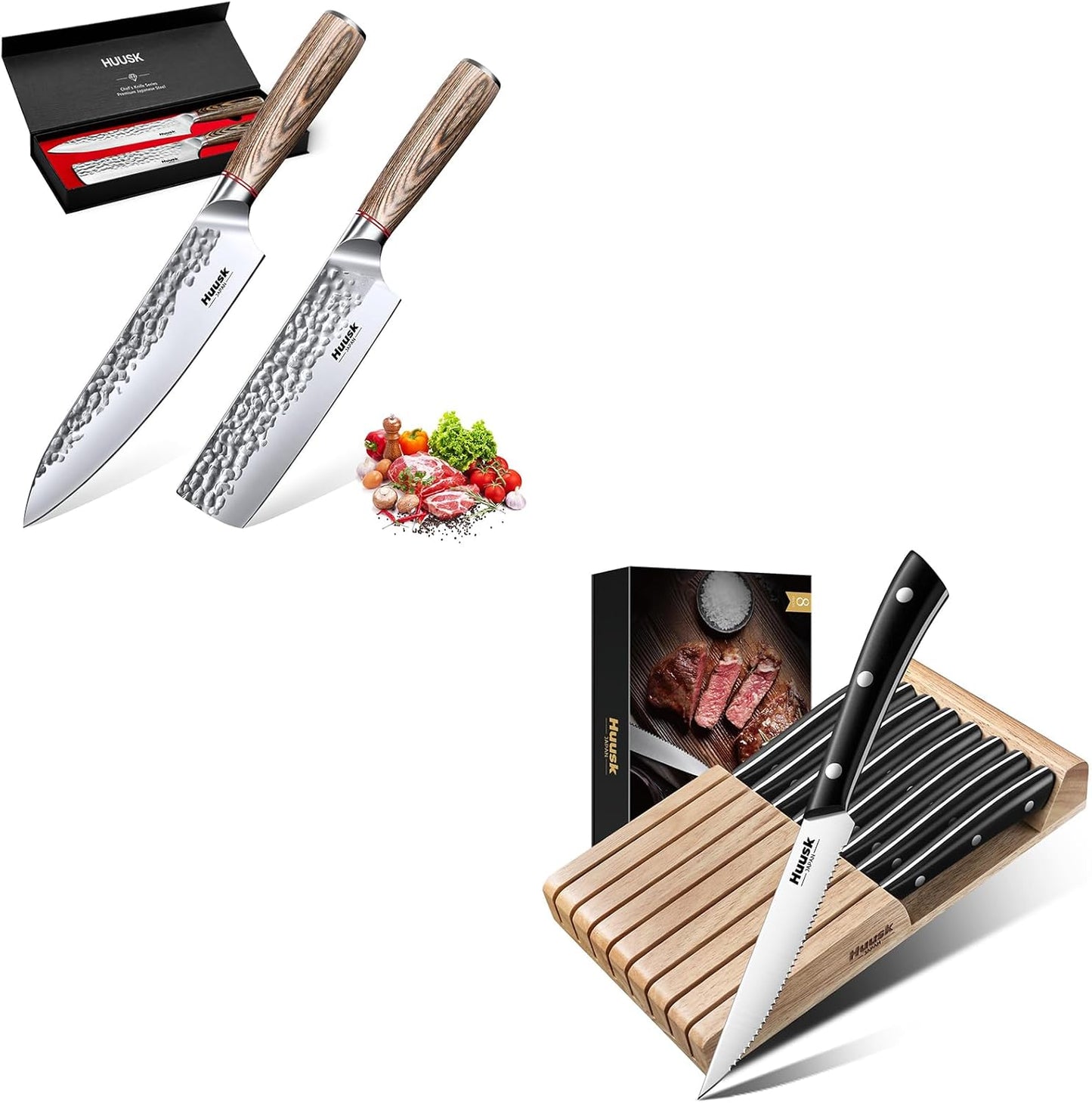 Set 2 Cuchillos Chef y 8 Cuchillos Filete con Bloque