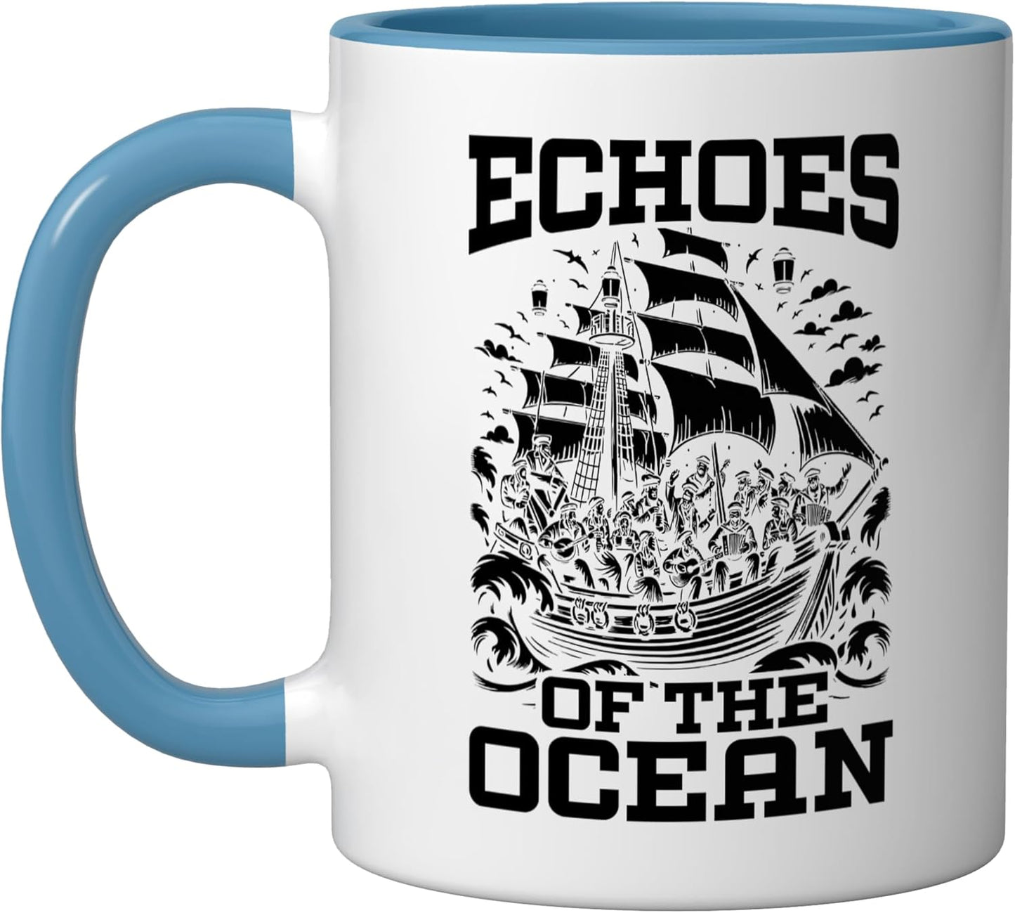 Taza Cerámica Canciones de Mar Azul/Blanco