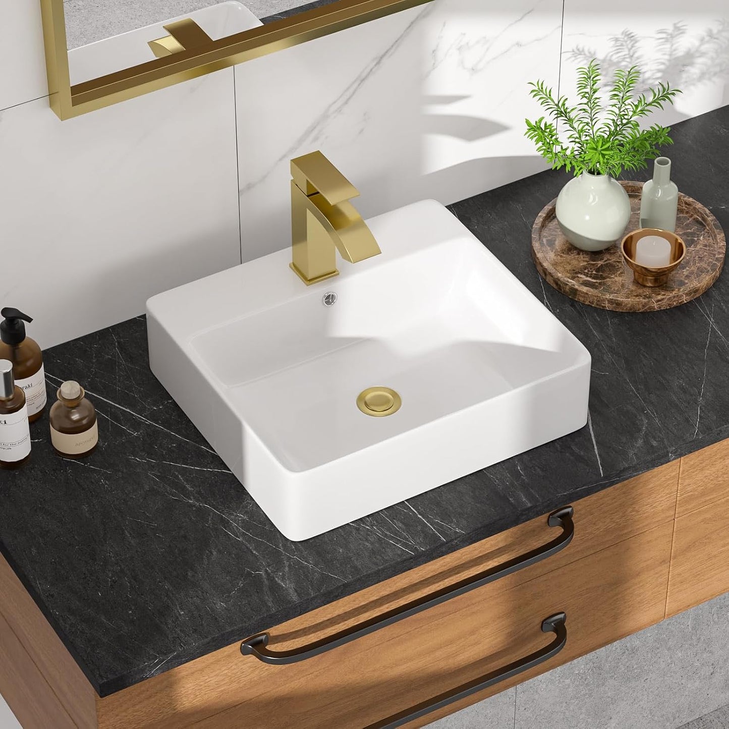 Fregadero baño blanco 18x16pulg cerámica moderna