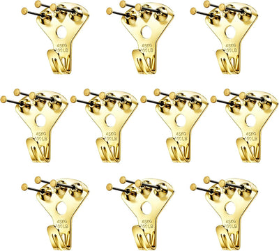 10 Ganchos Resistentes Kit Clavos Decoración Dorado