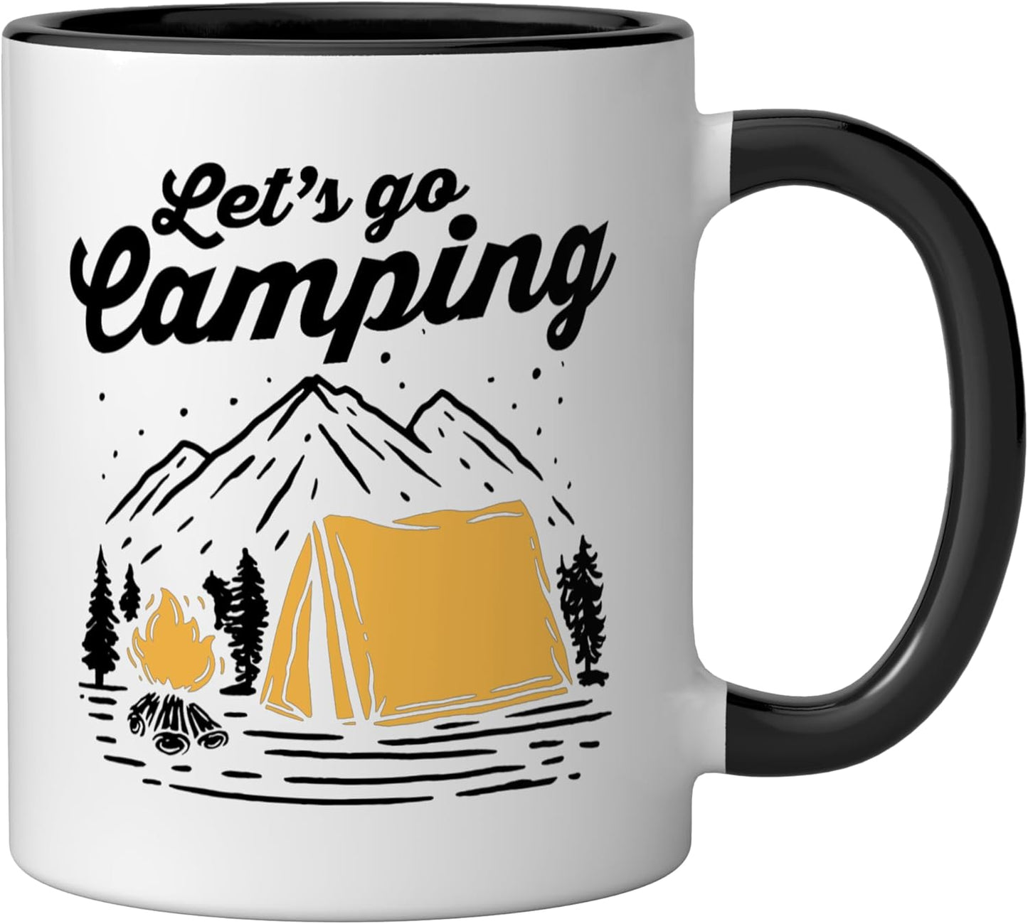 Taza cerámica para camping divertida negra/blanca