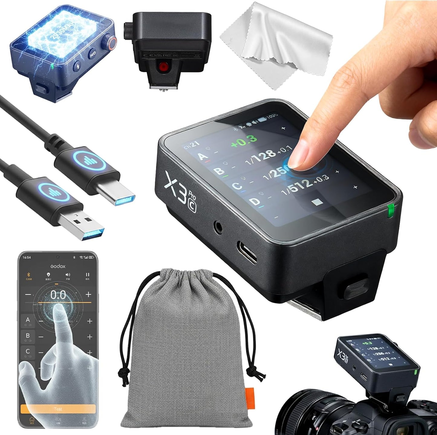 Disparador flash Canon Bluetooth control táctil 2.4GHz