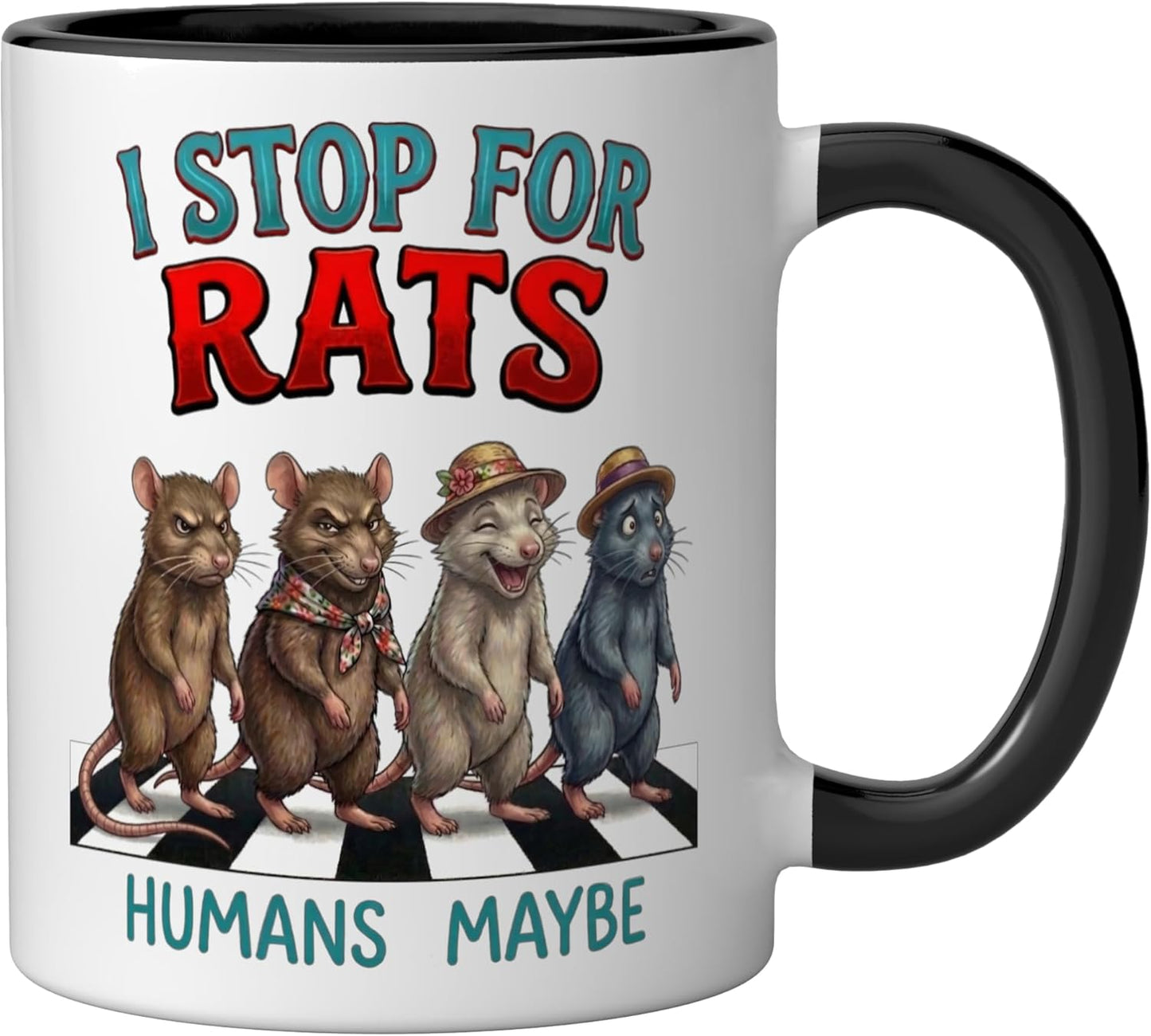 Taza cerámica para ratones con diseño divertido negro/blanco