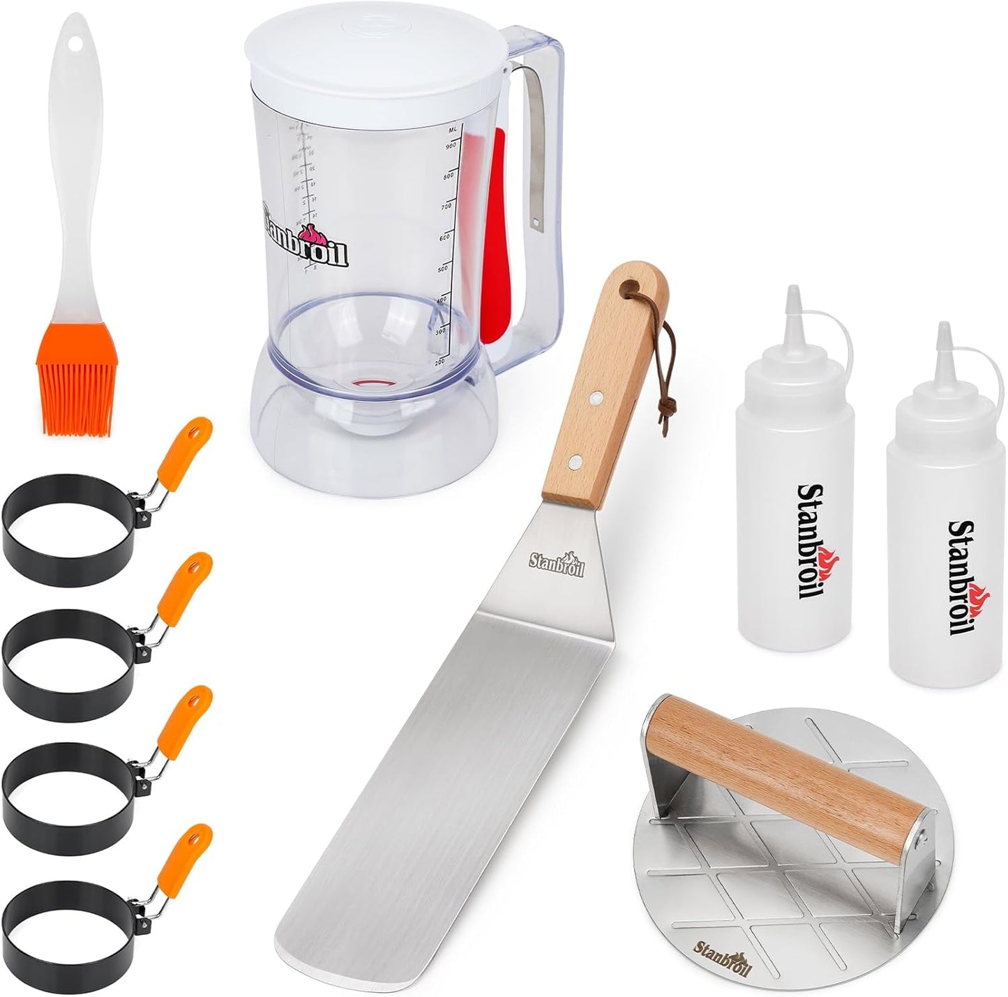 Juego 10 Pzas Accesorios Plancha Tocino Acero Inox
