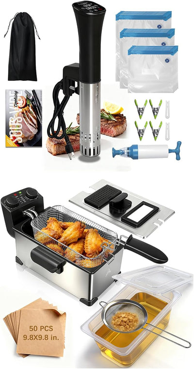 Maquina sous vide con termo vinos y fritadora con filtro aceite