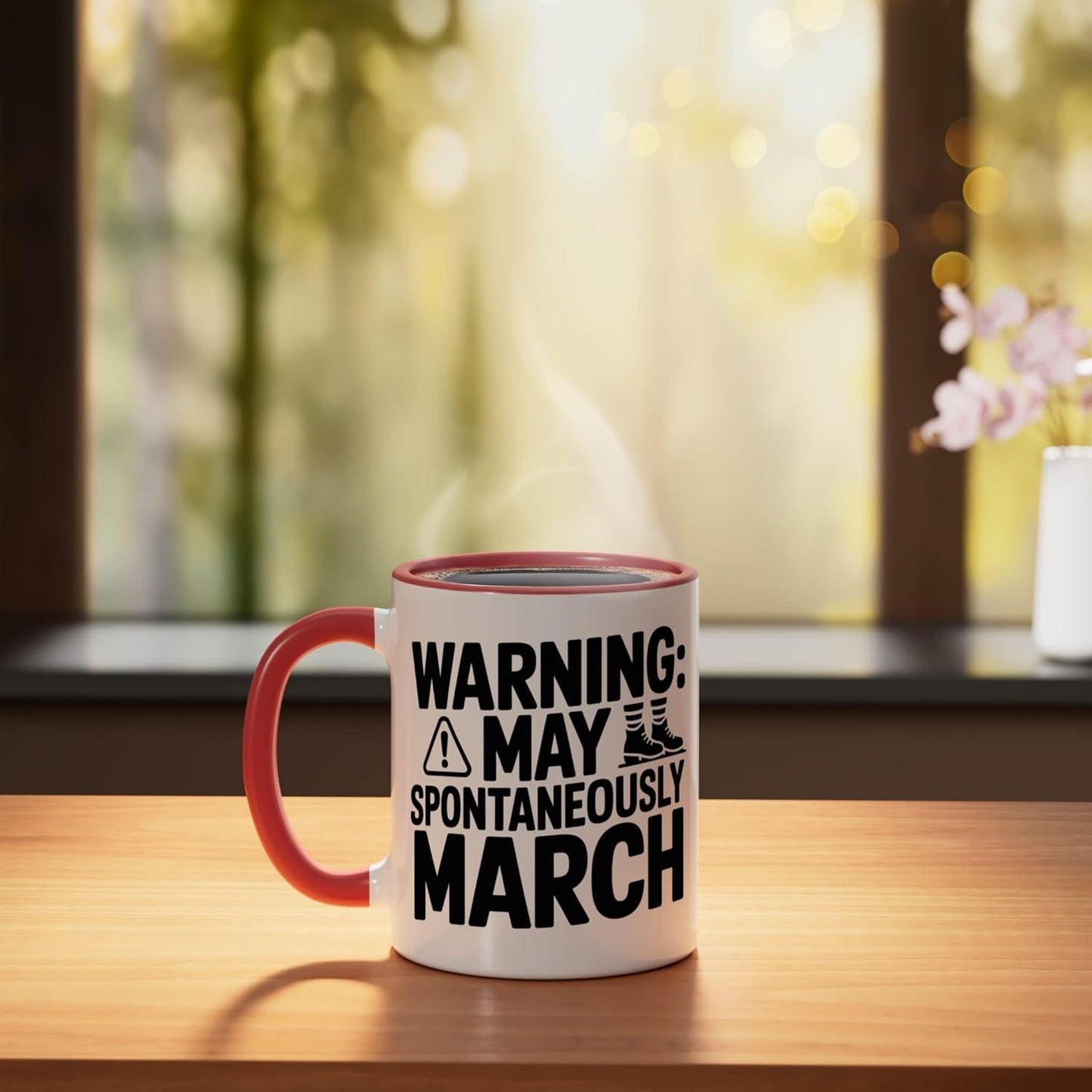 Taza Cerámica para Maestro Banda Escolar Roja/Blanca