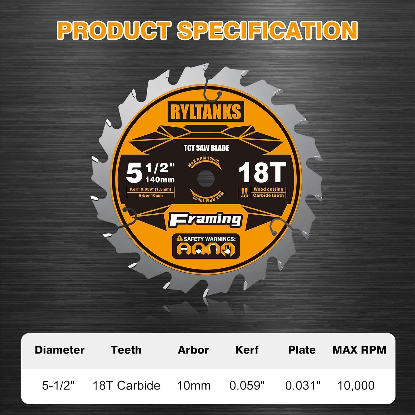 Hoja sierra circular 5.5pulg 18T corte madera rápido pack 10