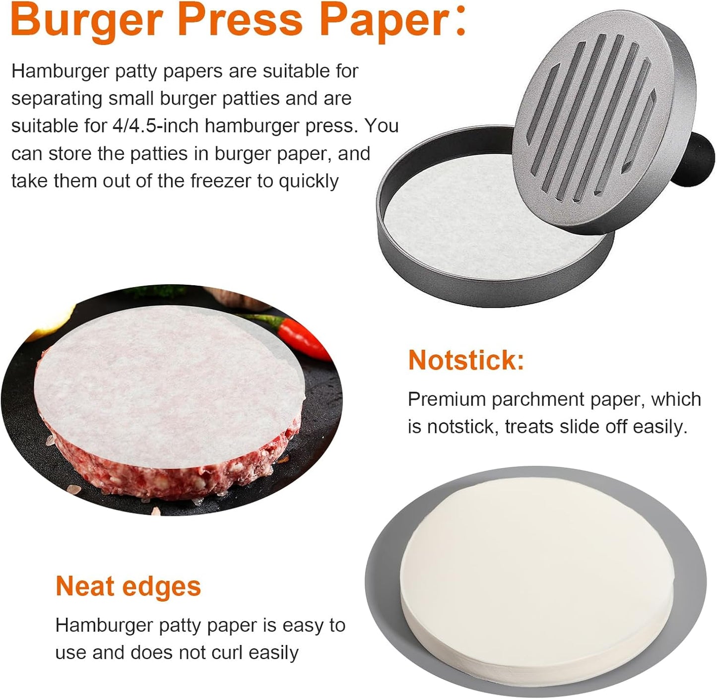 500 Hojas Papel Hamburguesa 4.5pulg Antiadherentes