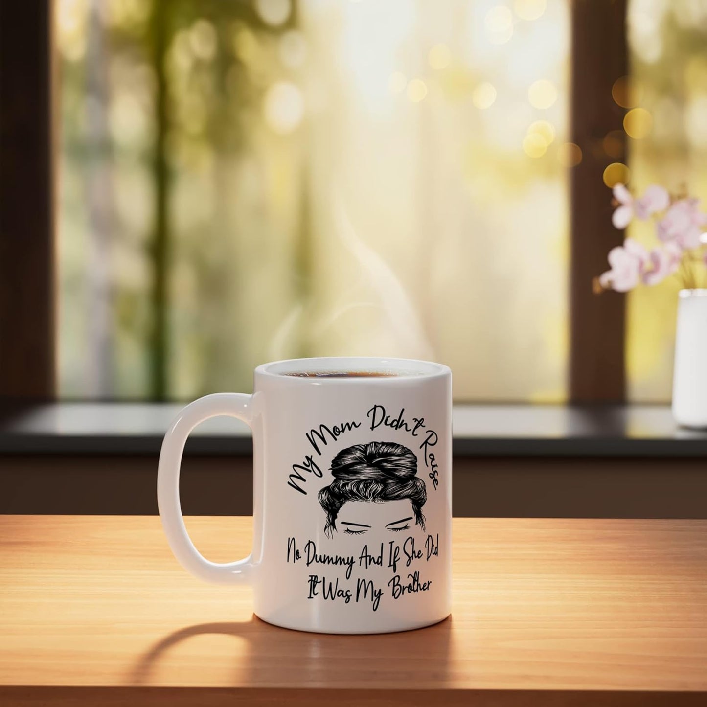 Taza de cerámica blanca Mi mamá no crió a un tonto
