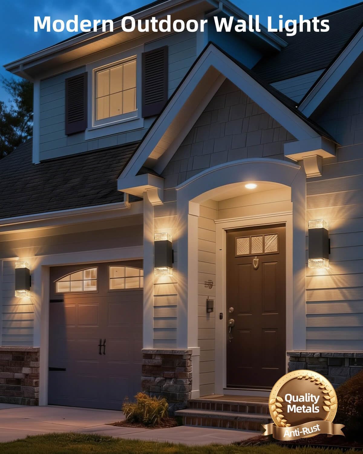 Lámpara pared exterior ajustable 3CCT luces negras impermeables