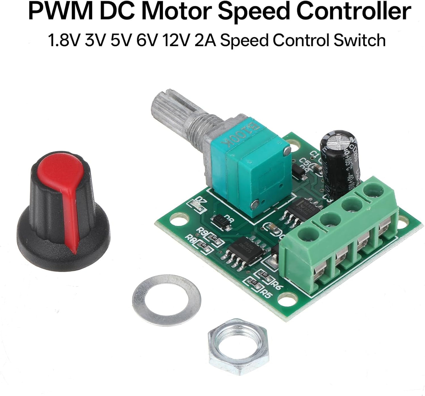 Controlador velocidad motor DC ajustable 1.8V-12V con indicador LED