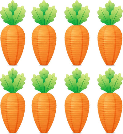 Pack 8 Faroles Zanahoria Pascua 8pulg Interior Exterior