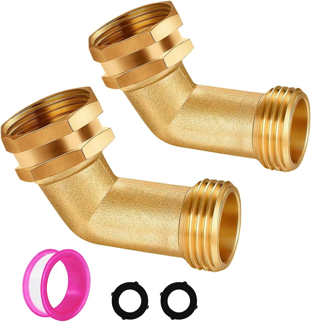Conector codo manguera jardín latón 45grados 3/4pulg 2juegos