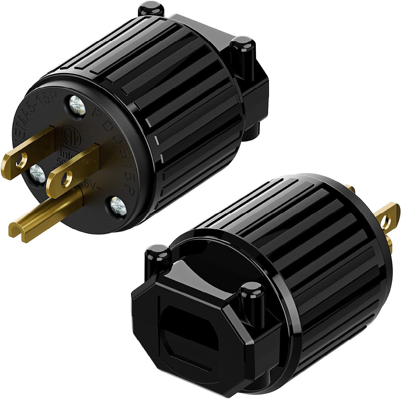 enchufe 3 clavijas NEMA 5-15P 15A 125V negro