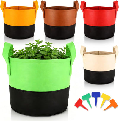 5 Pzas Bolsas Cultivo 5gal Tela No Tejida 12.35oz con Asas