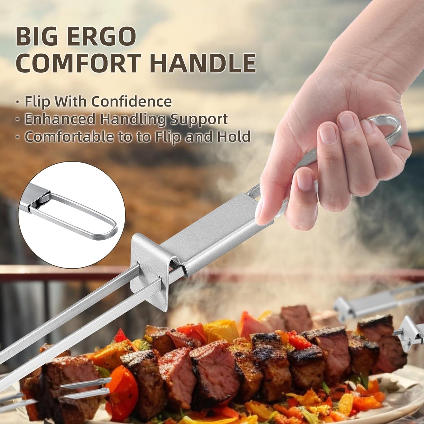 Pinchos planos acero inox 13pulg reutilizables