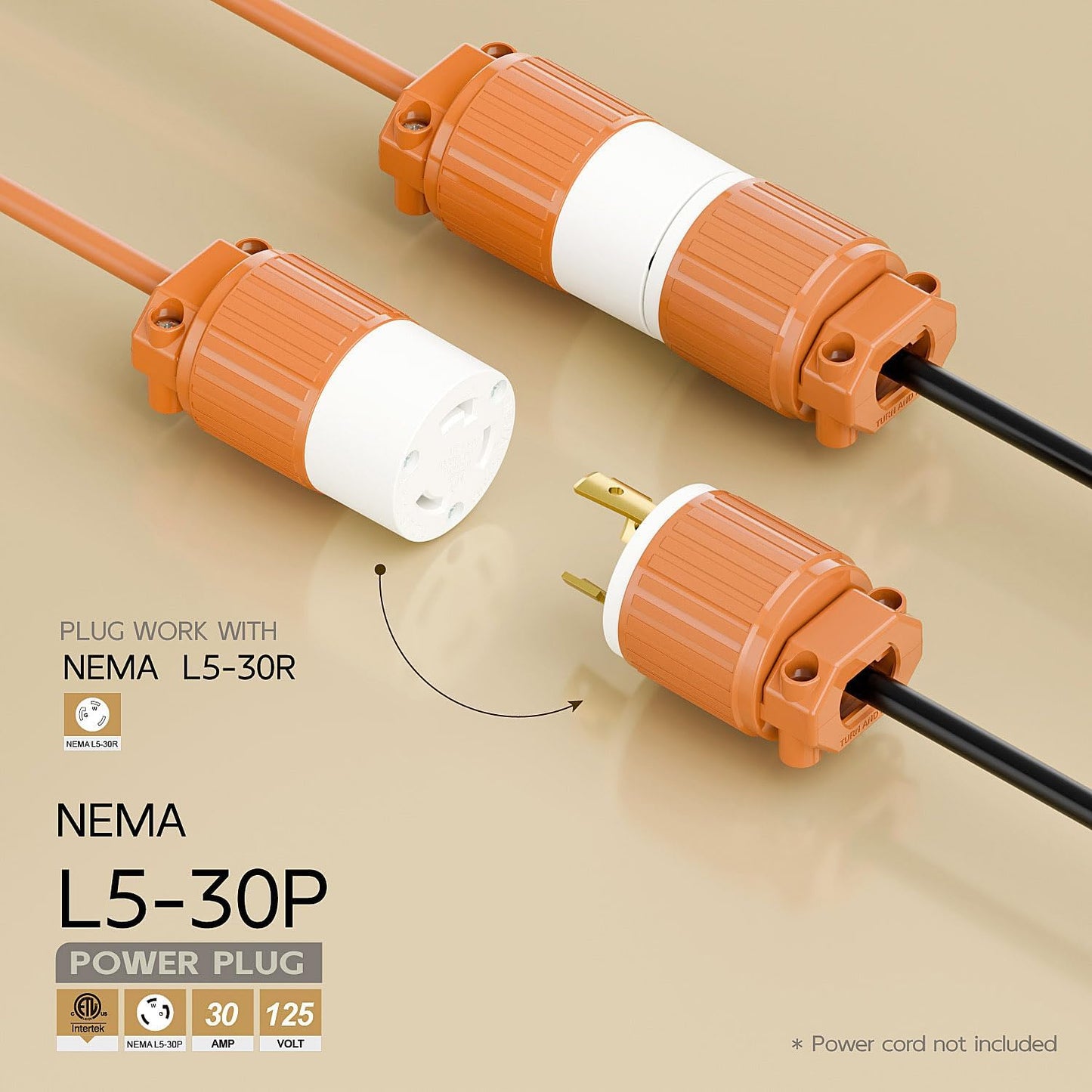 Conector Nema L5-30P 30A 125V enchufe macho grado industrial