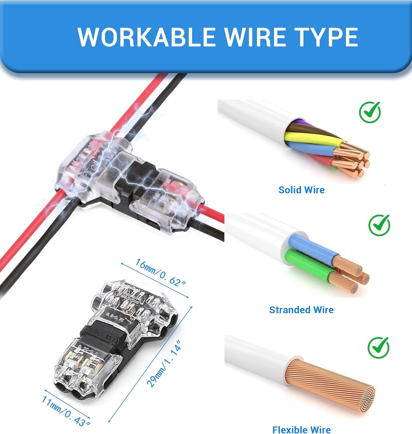 Conector cable bajo voltaje 3 vías 2 pines para audio video
