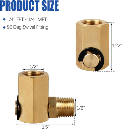 Junta giratoria latón para carrete manguera aire 1/4'' FPT x MPT