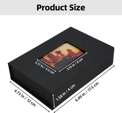 Caja fotos lino 4x6pulg con ventana elegante