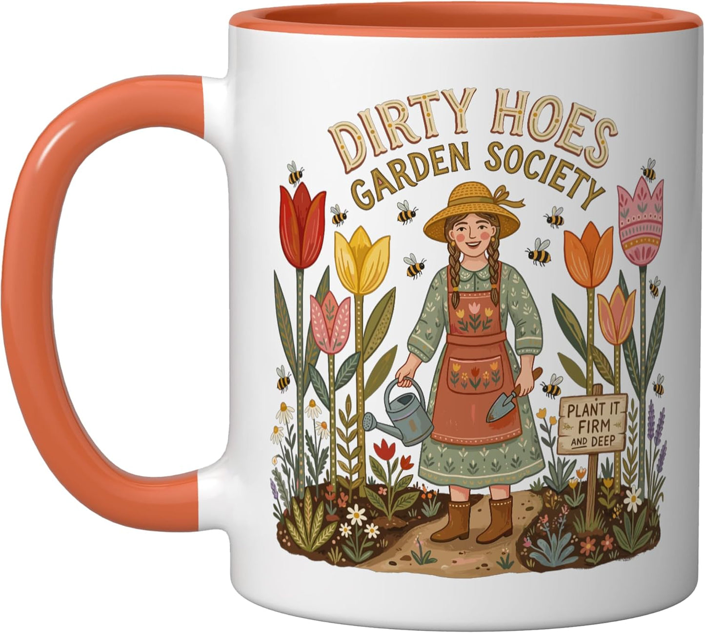 Taza cerámica Dirty Hoes Garden Society naranja/blanca