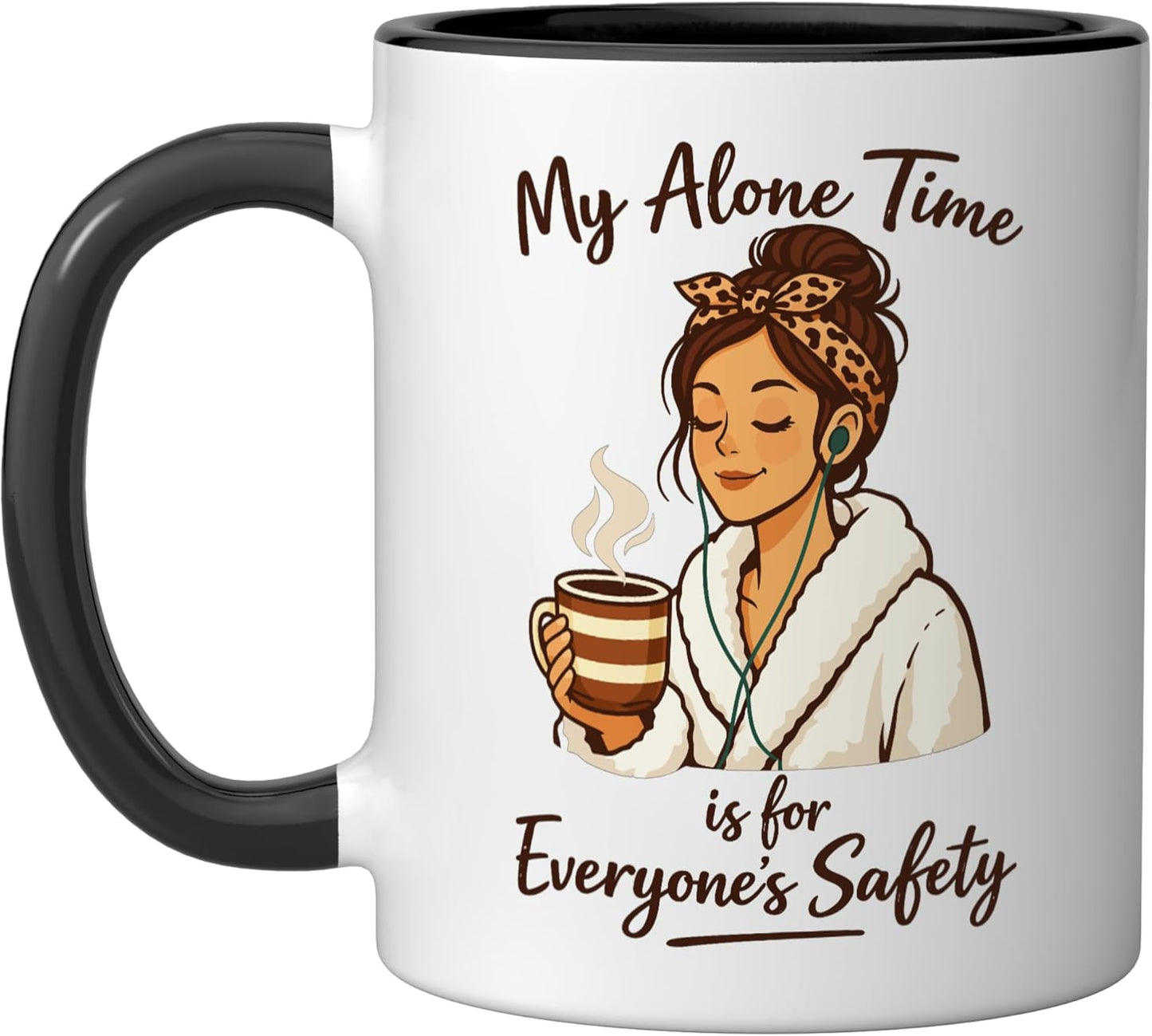 Taza cerámica para tiempo solo introvertida negra/blanca