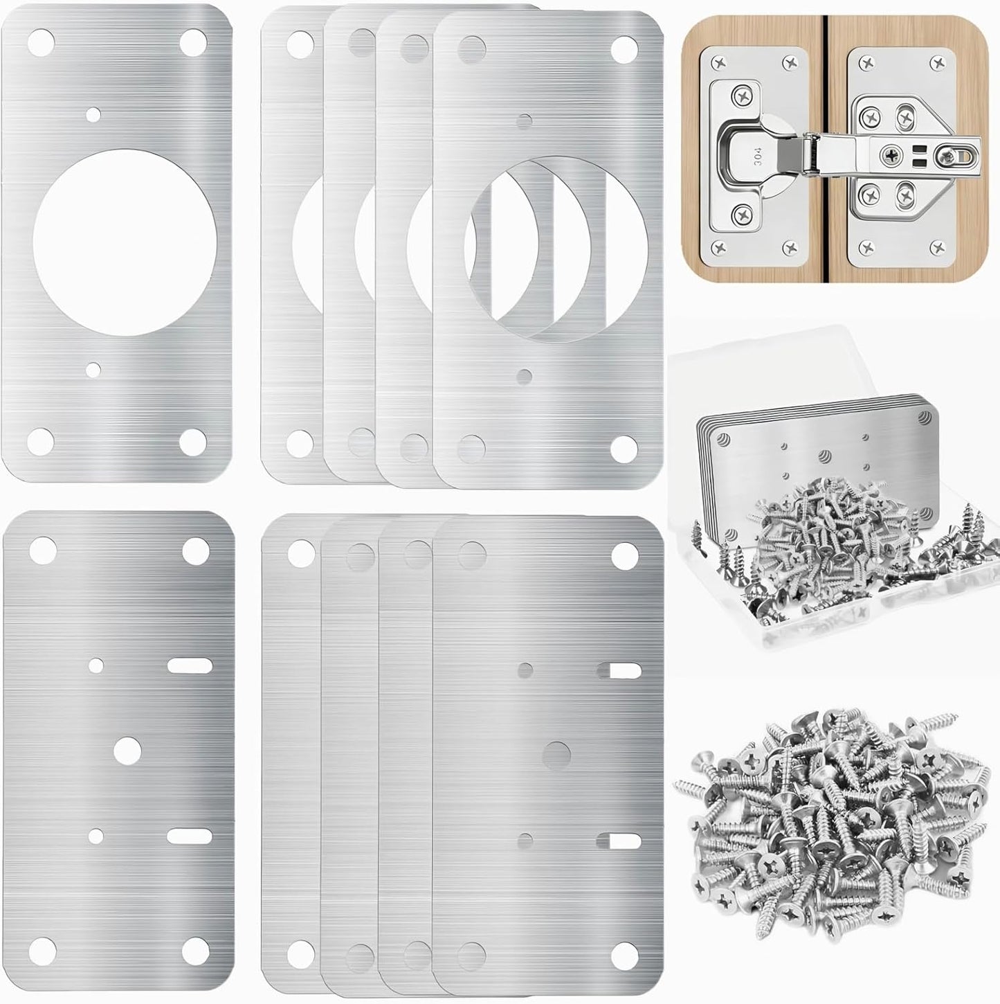 Kit reparación bisagras gabinete acero inox 8 pzas