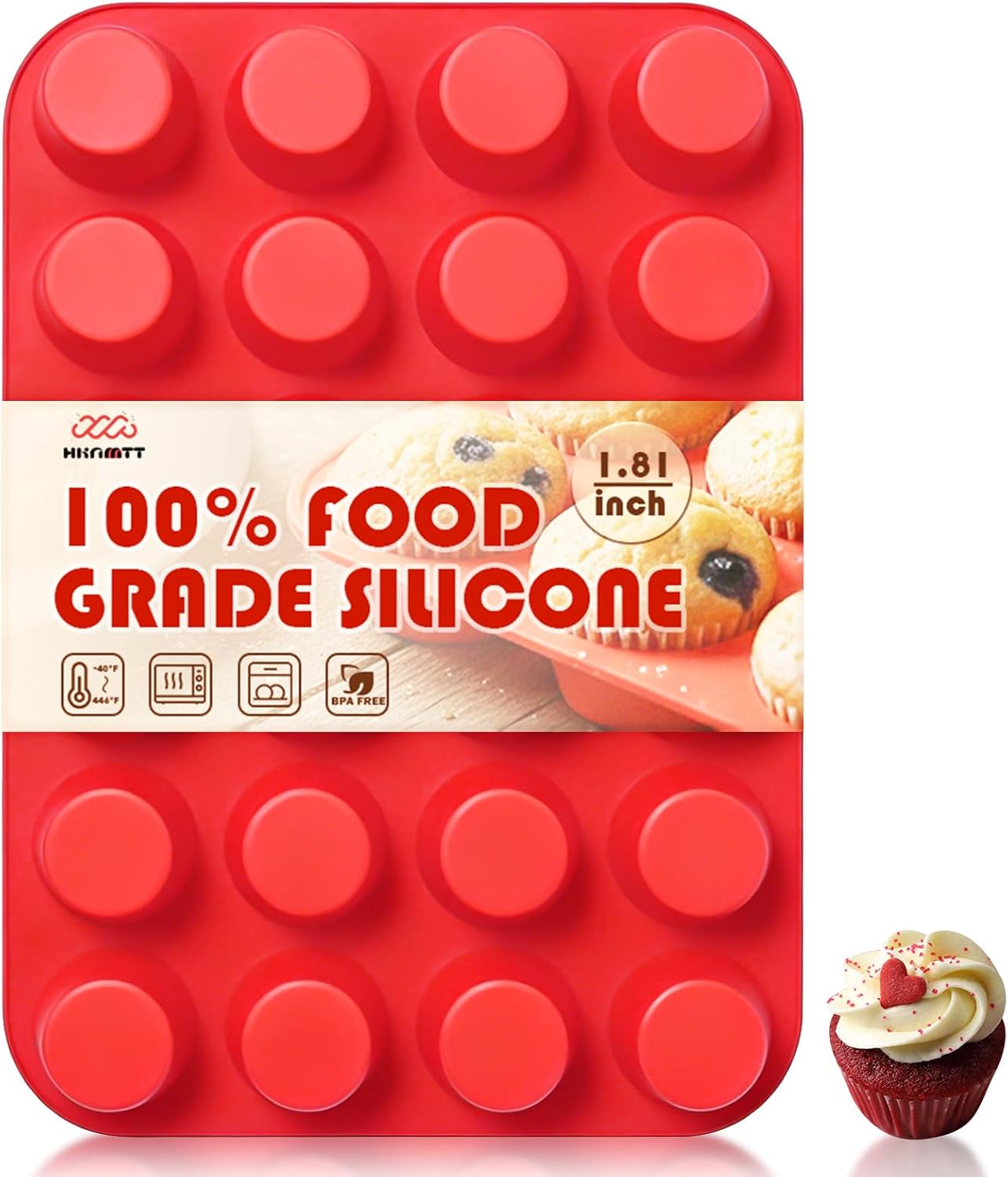 Molde de silicona para magdalenas y cupcakes 24 tazas sin BPA