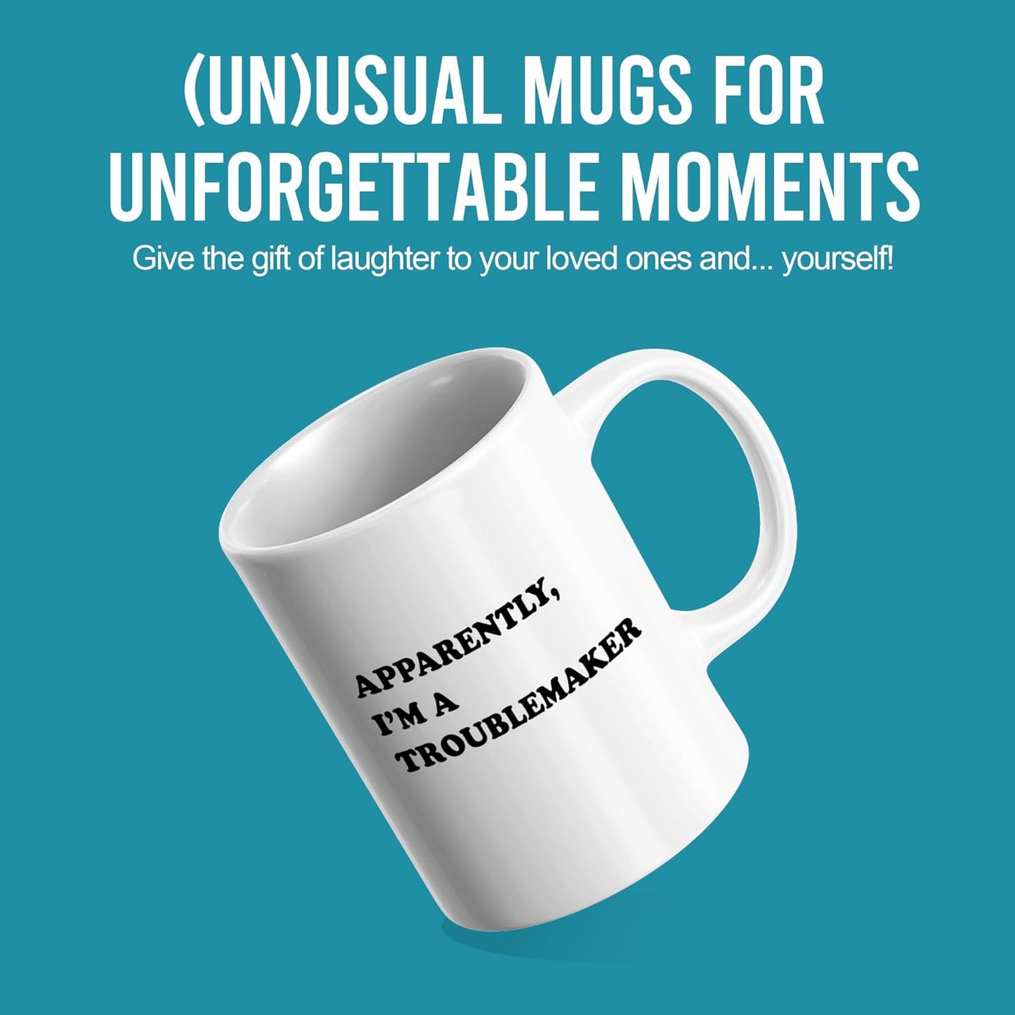 Taza de cerámica blanco con mensaje divertido Apparenty I'm A Troublemaker