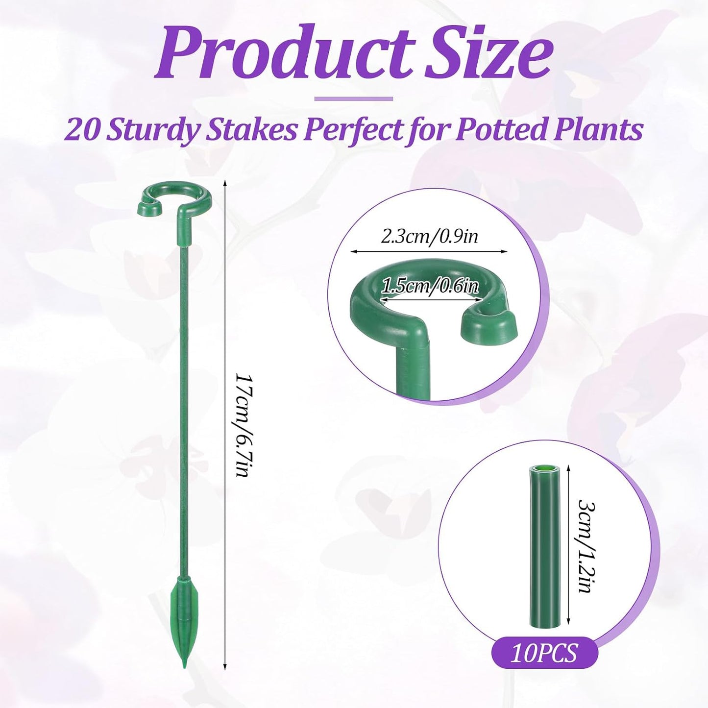 Pack 20 estacas ajustables soporte plantas orquídeas tomate rosas