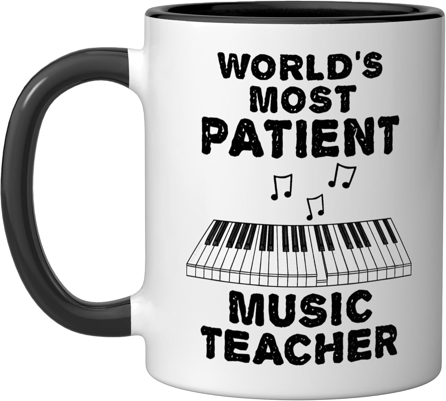 Taza de cerámica para profesor de piano divertido negro/blanco