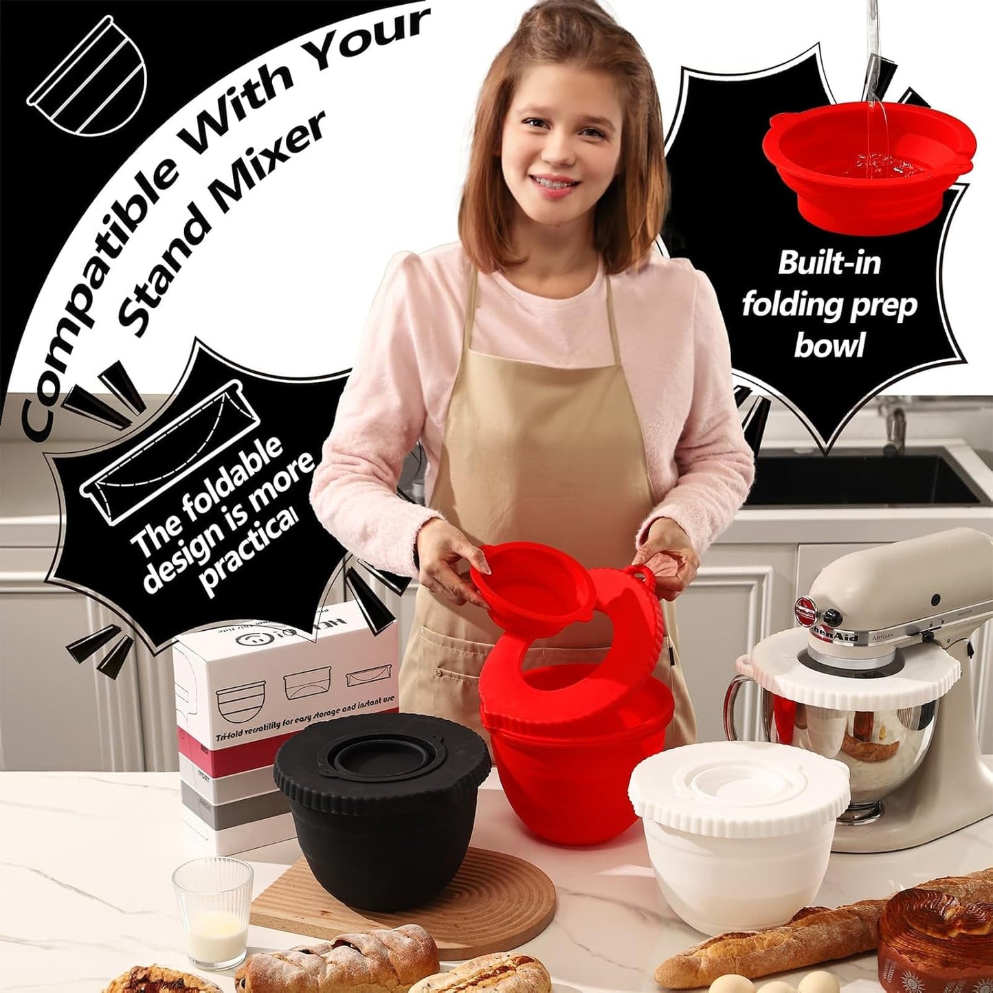 Forro silicona KitchenAid 5qt plegable 3 unidades