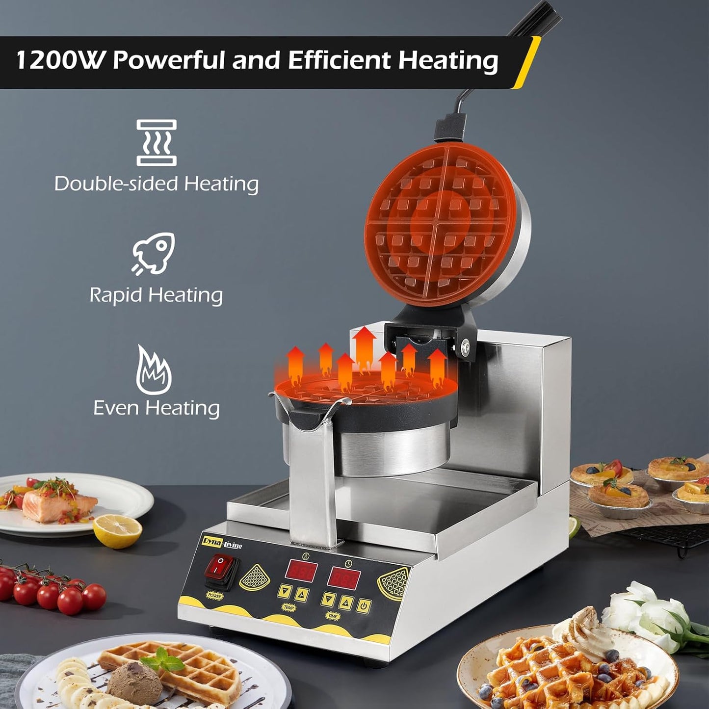 Máquina de gofres belga giratoria Dyna-Living 1200 W