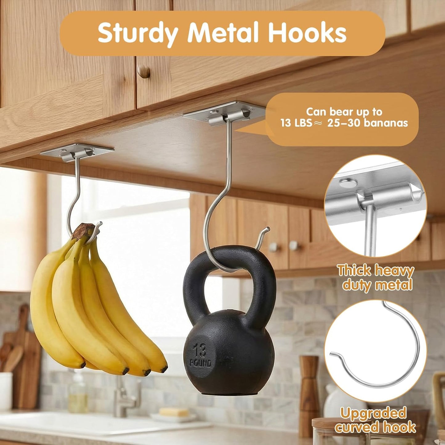 Gancho plátano autoadhesivo metal cocina caravana