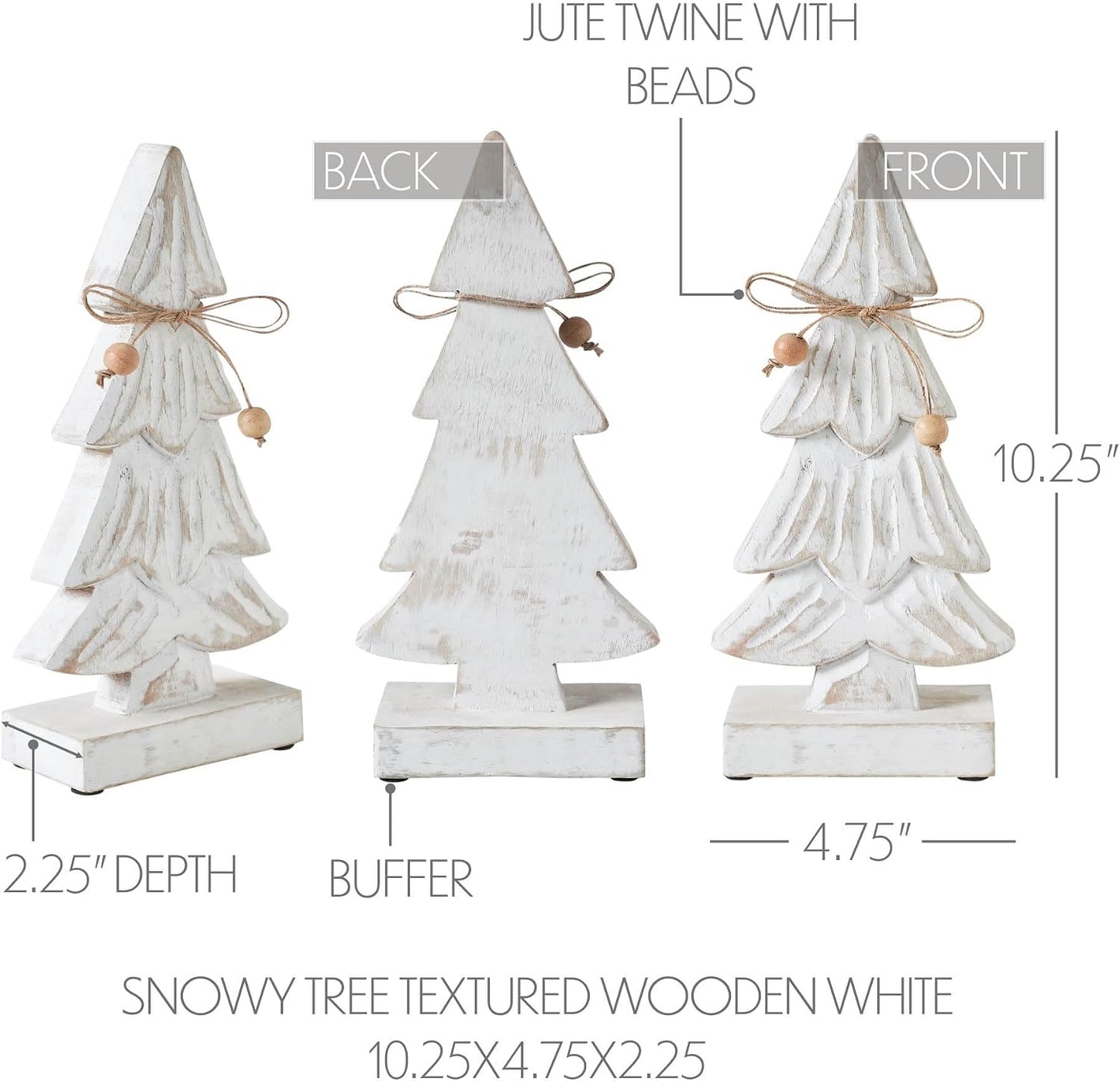 Árbol nevado madera blanca 10.25x4.75x2.25