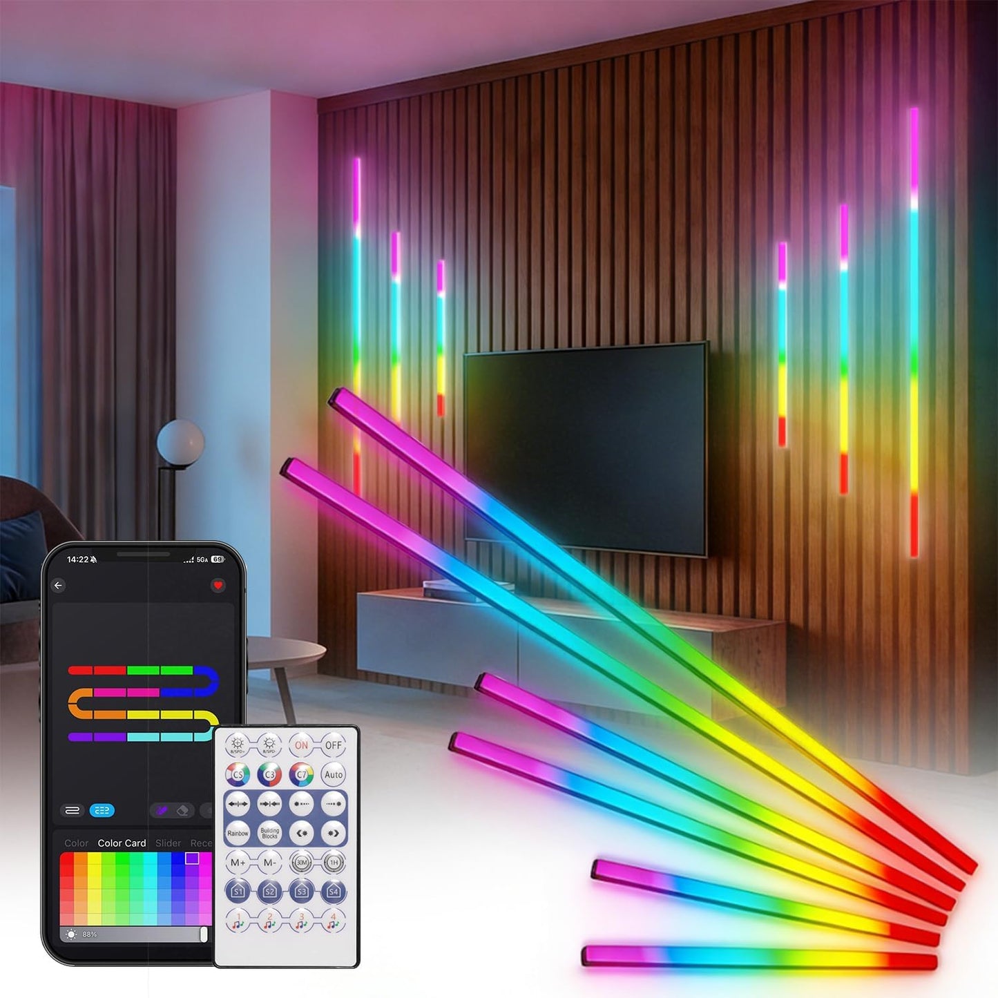 6 Pzas Luces RGB WiFi para Paneles Acústicos