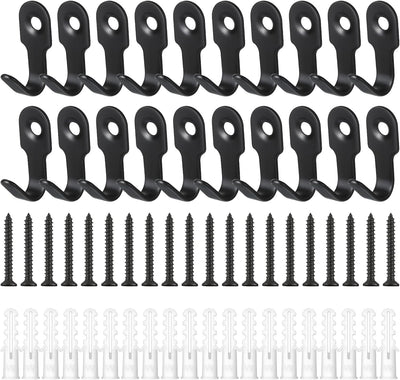 20 Ganchos Acero Inox Negro para Pared Mini