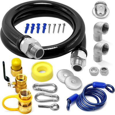 Kit seguridad gas 48pulg con 2 codos y válvula conexión rápida