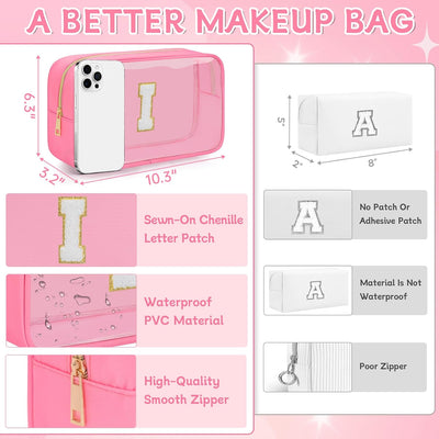 Bolsa cosméticos transparente con monograma cremallera viaje
